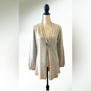 Bianca B. Beige/Gray cardigan with crocheted back Size X-Large